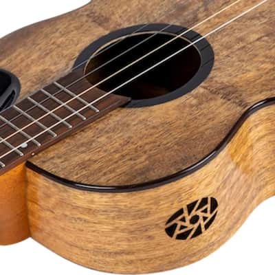 Flight FIREBALL BARITONE EQ-A Royal Series Solid Mango Top Mahogany Neck 4-String Ukulele w/Padded Gig Bag, Pickup & Humidifier image 7