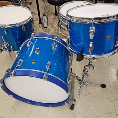 Ludwig WFL Drum Co. Tom 9x13" (Re-Wrap) Pre- Serial late- 50's - Blue Sparkle image 4