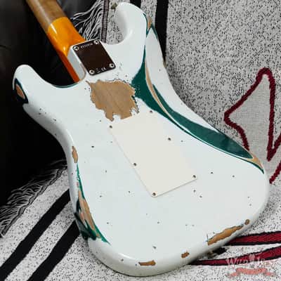 Fender Custom Shop Wild West White Lightning Stratocaster HSS Floyd Rose Rosewood Board 22 Frets Heavy Relic British Racing Green 8.20 LBS image 12