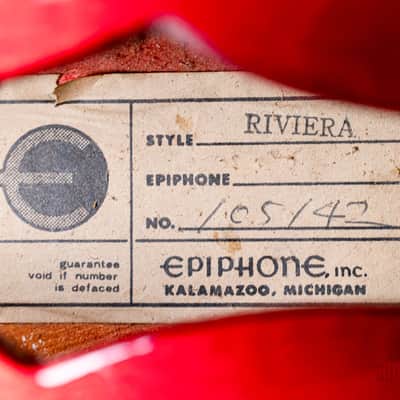 1981 Epiphone Riviera Vintage Semi-Hollow Guitar Cherry w/ Maxon Humbuckers, Japan Matsumoku image 6
