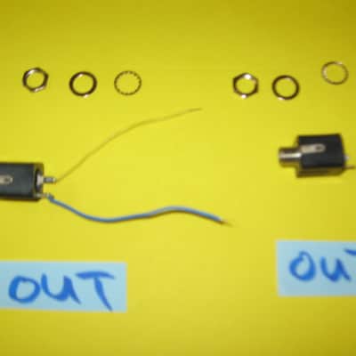 TWO lightly used genuine BOSS OUTPUT jacks (for compact sized pedals) + nuts & washers - ONE jack has two wires (blue & yellow) attached to it - they work fine (specifically from 2010 (but can be used on other year BOSS pedals) NO pedal / NO other parts image 5