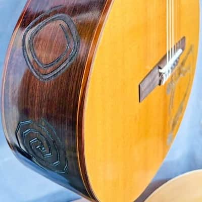 Classical Nylon String Guitar Handmade by Blueberry, 6 String Hypnosis Motif Guitar,Custom Handcrafted Wooden Guitar, Nylon String image 10