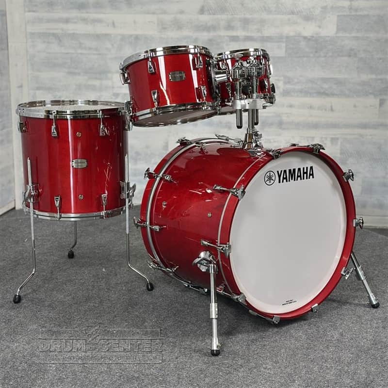 Yamaha Absolute Hybrid Maple 4pc Drum Set Red Autumn image 1