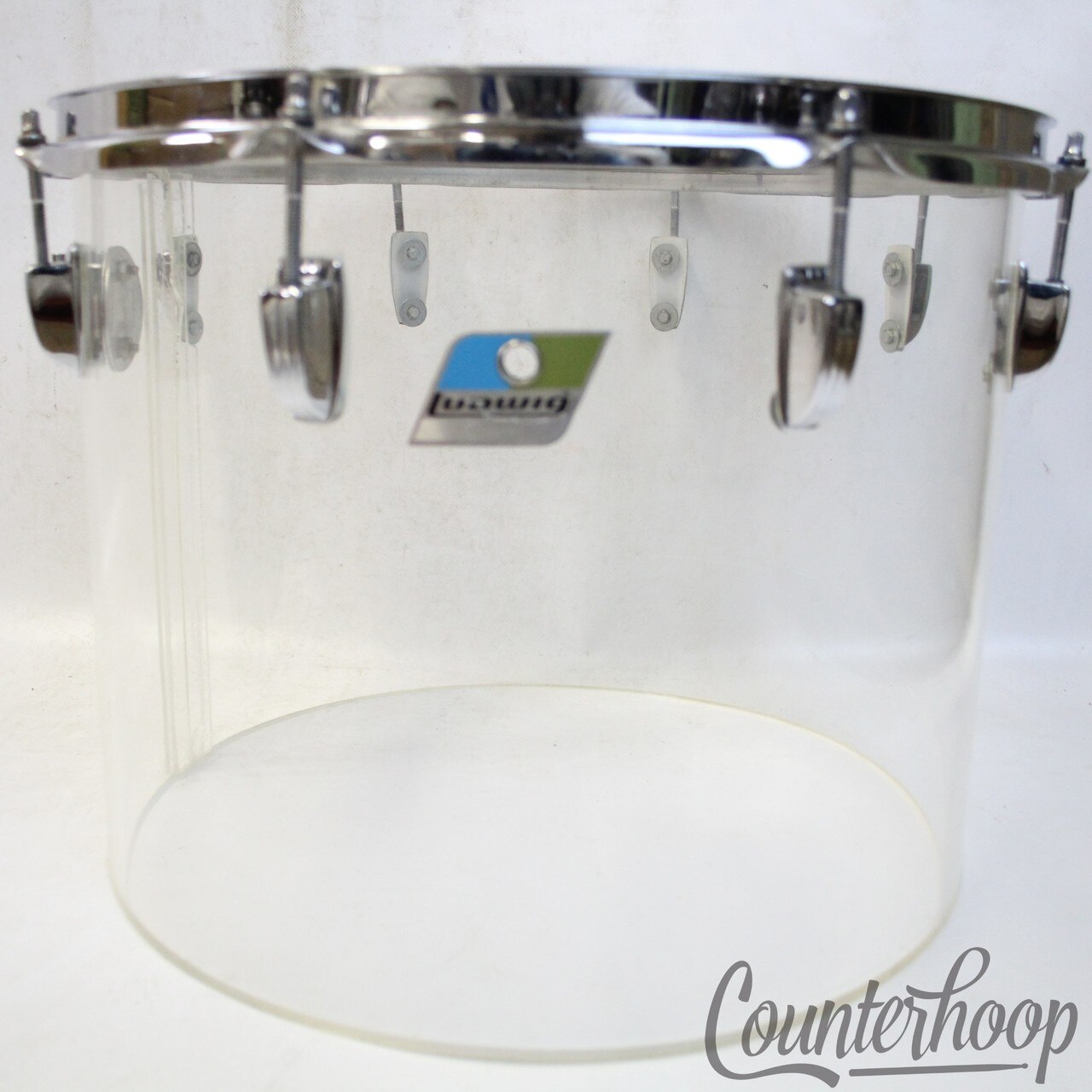 Ludwig 16x14" Vistalite Clear Concert/Floor Tom Drum Vintage 70s USA Blue/Olive — main photograph