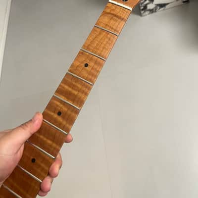 4-string electric bass neck P bass stainless steel 21frets Roasted flame Maple guitar neck 34inch maple fingerboard hole 18mm Nut 42mm 1 image 1