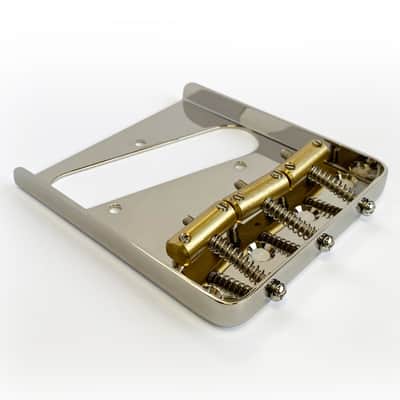 AxLabs Tele-Style String-Through Bridge | Brass Compensated Saddles - Nickel image 1
