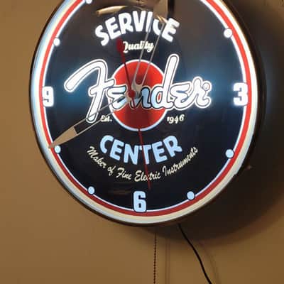 Fender Guitars Service Center Round Dealer Style Light Up Clock Killer Cool Man Cave/Garage Accessory image 2