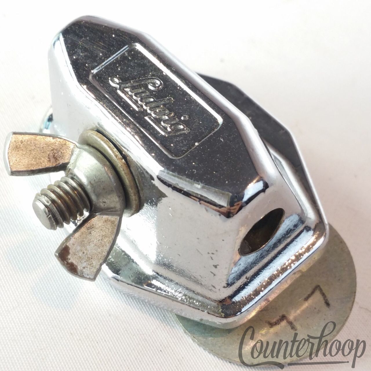 Ludwig Tom Drum/Bass Spur/Cymbal Arm Mount Chrome Fat Wing-Nut Vintage 60s USA* — main photograph