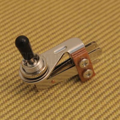 EP-0065-000 Chrome Right Angle 3-Way Toggle Switch w/ Black Tip For Guitar/Bass