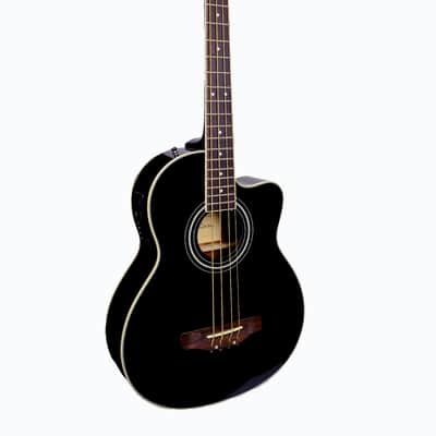 De Rosa GAB47-BK Spruce Top Cutaway 4-String Acoustic-Electric Bass Guitar w/Gig Bag, Cable & Picks image 1