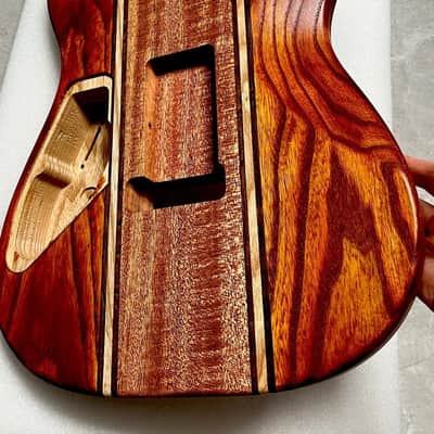 9-Piece Handcrafted Guitar Body Ash & Mahogany Satin Natural Wood Grain image 2