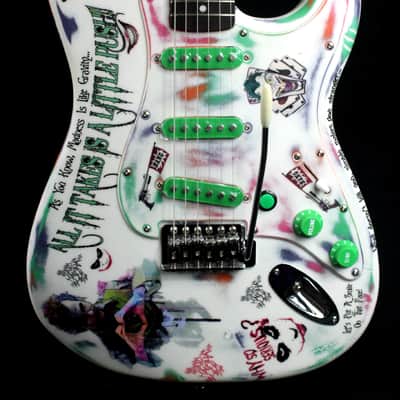 Custom Painted and Upgraded Fender Squier Strat - Aged and Worn With Graphics and Matching Headstock image 1