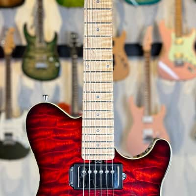Ernie Ball Music Man Axis 25th Anniversary - Trans Red Burst - Quilt Maple Top image 4