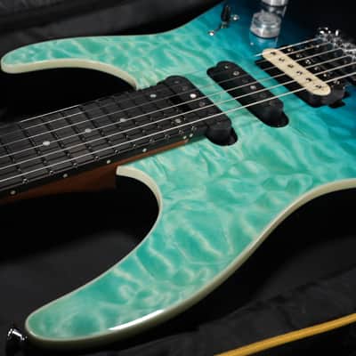 Charvel Pro-Mod Plus Dinky DK24 HSS 2PT EB QM Ebony Fingerboard Blue Curacao 746 image 14