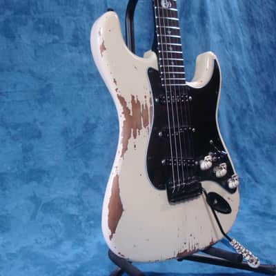 Custom Strat Nitro White Relic "Stars & Skull" 2018 image 6