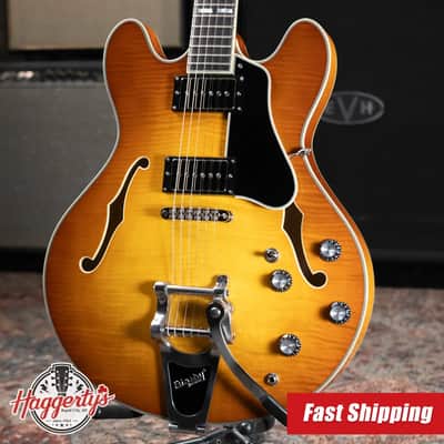 Eastman T486B-GB Thinline Semi-Hollow Electric Guitar - Goldburst with Hardshell Case image 1
