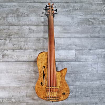 Bebensee Custom 6-String Semi-Hollowbody Fretless Bass 2011 Spalted Myrtle image 3