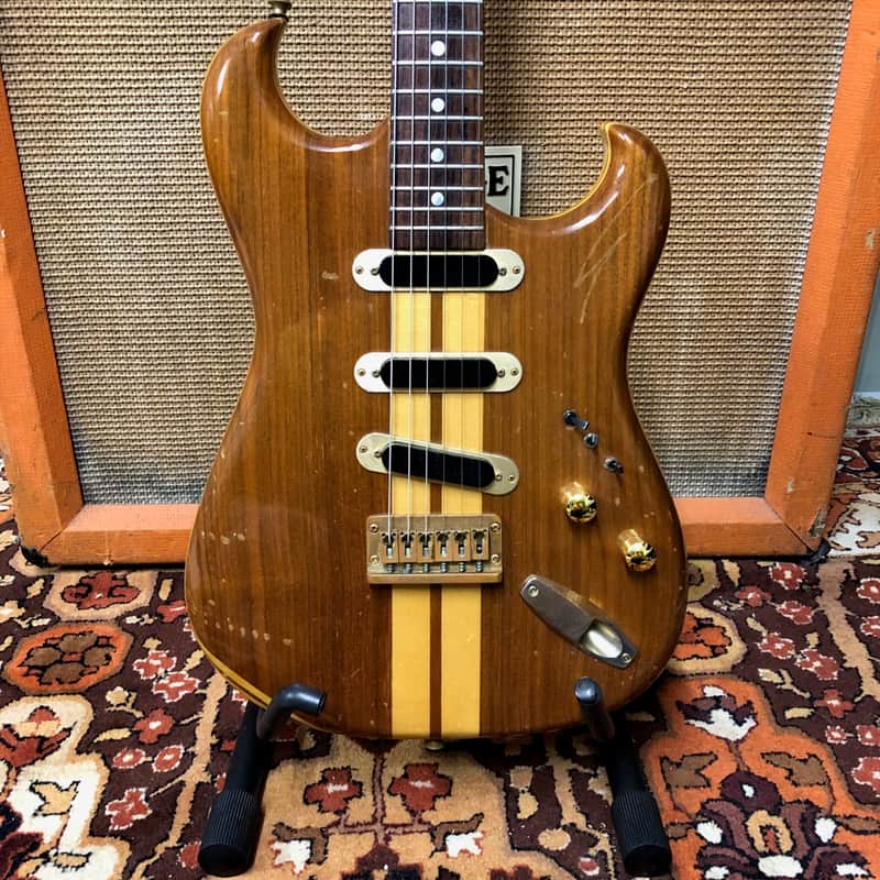 Vintage 1970s El Maya Neck Thru 3-Pickup Natural Stratocaster MIJ