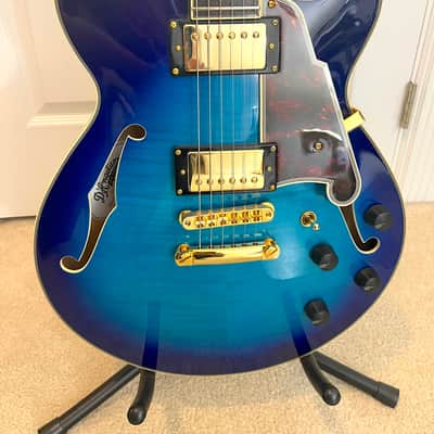 2017 D’Angelico Excel EX-SS semi-hollow archtop Blue Burst+ OHSC + Schallers 100% MINT image 2