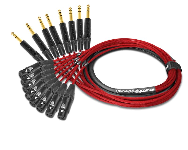 Premium Mogami 2932 8 Channel Snake | Neutrik Gold XLR-F to 1/4" TRS | Red | 90 Feet image 1