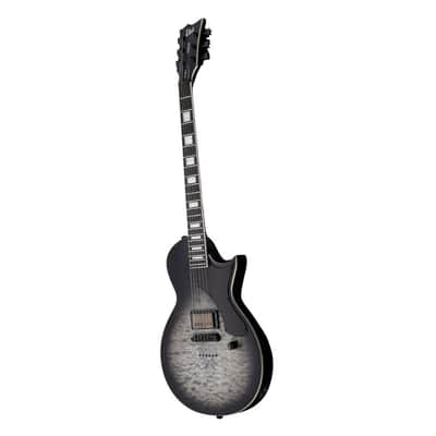 ESP LTD EC-01FT 6-String Right-Handed Electric Guitar with Mahogany Body, Quilted Maple Top, and Macassar Ebony Fingerboard (Charcoal Burst Satin Teardrop) image 3
