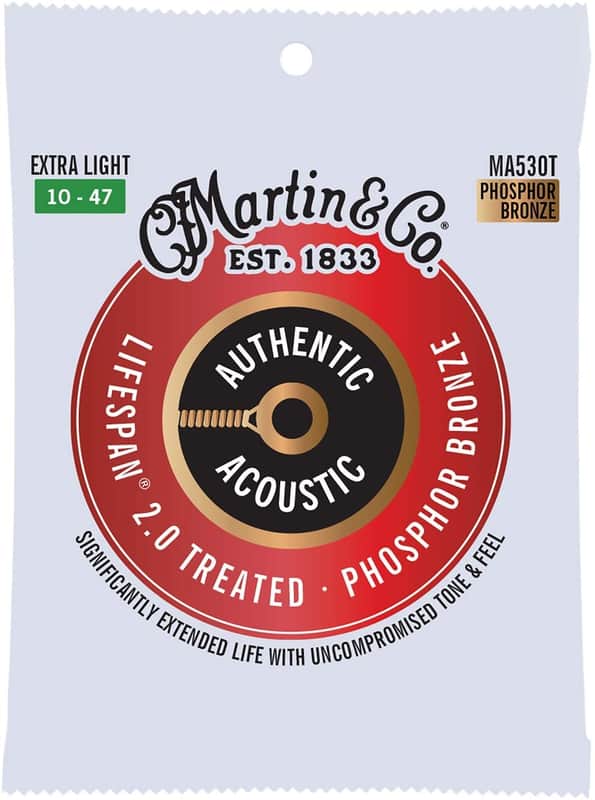 Martin MA530T Lifespan 2.0 Treated Acoustic Phosphor Bronze, Extra Light, 10-47 image 1