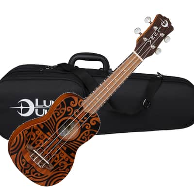 LUNA Tribal Soprano Mahogany UKULELE uke NEW w/ Light Case image 1