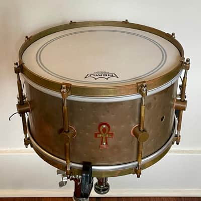 A & F 7x13 Ankh Hand Hammered Bronze Snare 2020s - Natural Patina image 1
