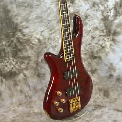 Left Handed 2006 SCHECTER Elite-4 NT Bass Guitar - Cherry QMT image 5