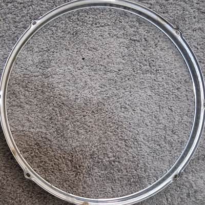 Vintage 1960-64 Ludwig 16" 8-Lug Chrome Over Brass (COB) Tom Hoops - Matching Pair - DEAD FLAT image 7