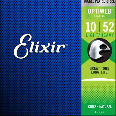 ELIXIR 19077 OPTIWEB NICKEL PLATED STEEL ELECTRIC GUITAR 6-String (LIGHT/HEAVY 10-52) image 1