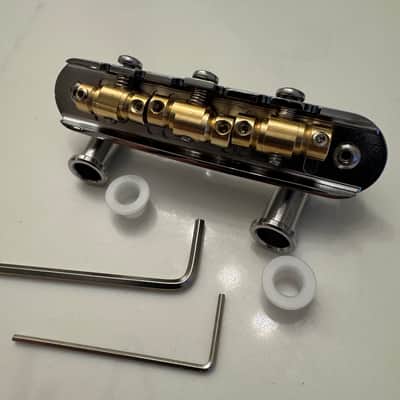 The Overpass “Goliath” Chrome Plated Brass Bridge with USA made Custom Raw Brass Saddles for Fender / Squier Jazzmaster / Jaguar / Mustang / Offset Guitar image 1
