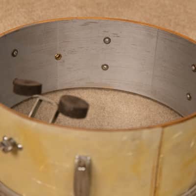 1960s Gretsch 5.5x14 Dixieland White Marine Pearl Snare Drum image 8