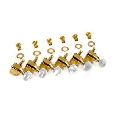 Fender Deluxe Cast/Sealed Guitar Tuning Machines with Pearl Buttons - Gold image 2