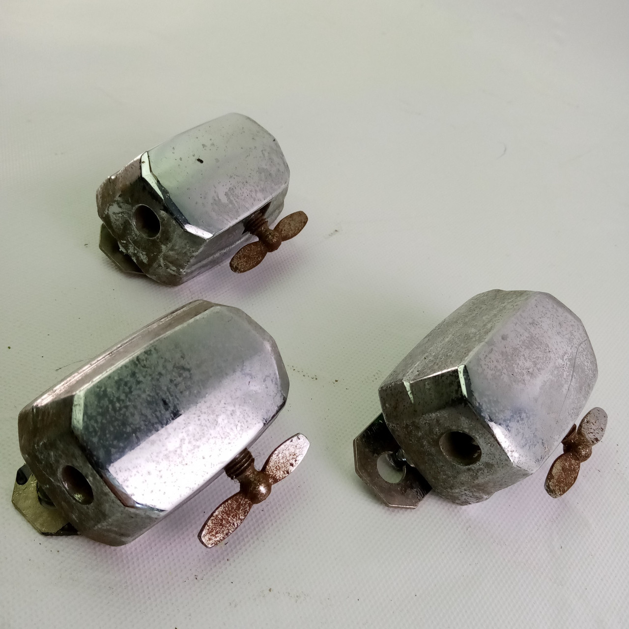Premier 3x Floor Tom Drum Leg Mounts Set Elite Diamond Chrome Vintage60s England — main photograph