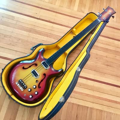 Hohner bartell Black widow fretless bass guitar c 1966 Sunburst original vintage image 7