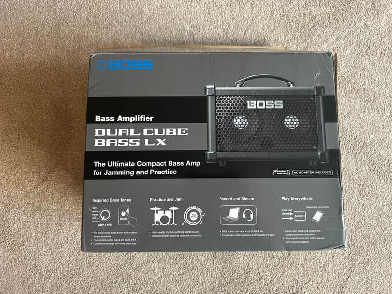 Boss Dual Cube Bass LX 10-Watt 2x5" Stereo Digital Modeling Bass Combo 2022 - Present - Black image 1