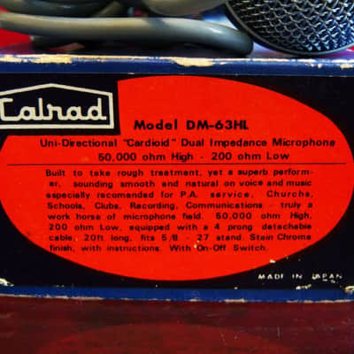 Vintage 1960's Calrad DM63 dynamic omni-directional microphone Dual Z / Hi Z harp mic w accessories Olson Lafayette image 2