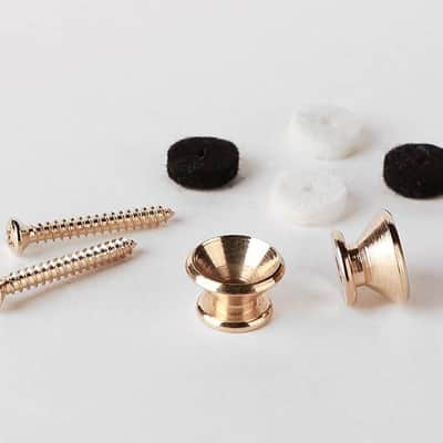 (2) Fender original vintage strap buttons gold 0018916049 image 3