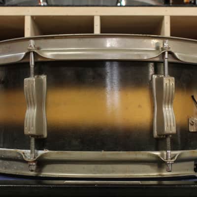 1960 Ludwig 5x14 Transition Badge Jazz Festival Snare Drum in Black and Gold Duco image 3