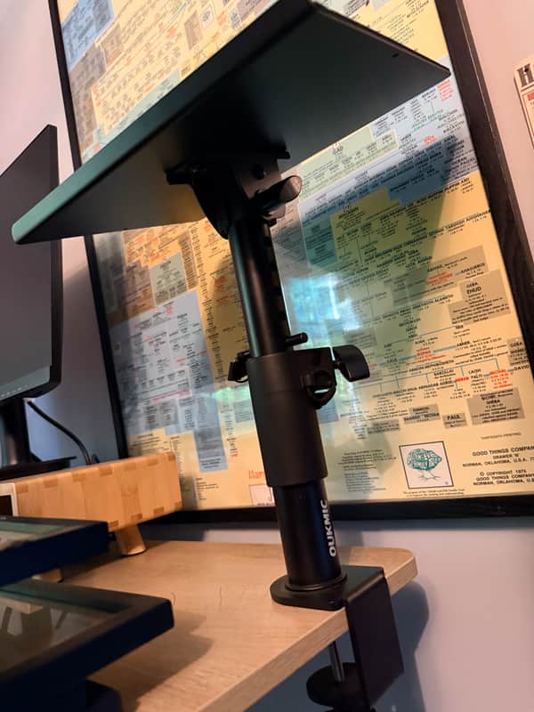 OUKMIC Studio Monitor Speaker Stand Desk Clamp Mount with Adjustable of Height and Tilt of Tray - Single Set Heavy Duty image 1