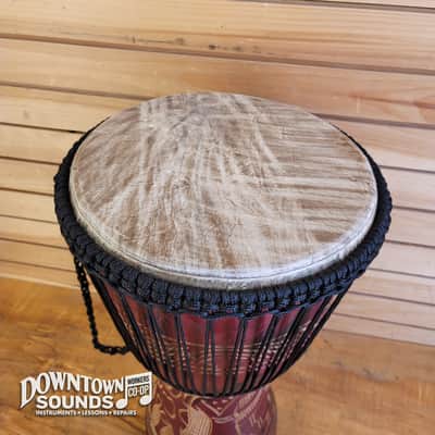 Made in Ghana 12.5” Hand-Made Ghanaian Djembe - All Solid Wood, Traditional Carvings, Rope-Tuned image 3