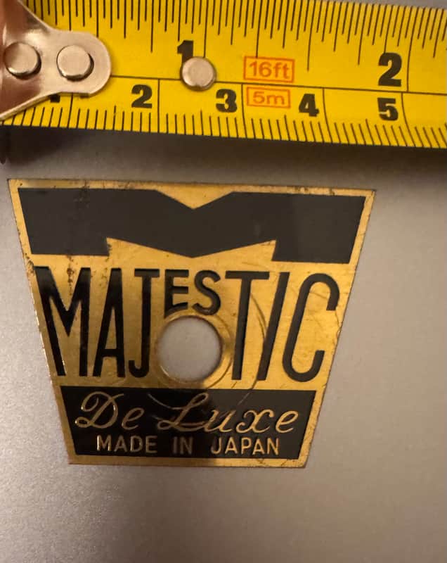 Majestic 2” metal Drum Logo Made in Japan 60s-70s -Black & Gold image 1