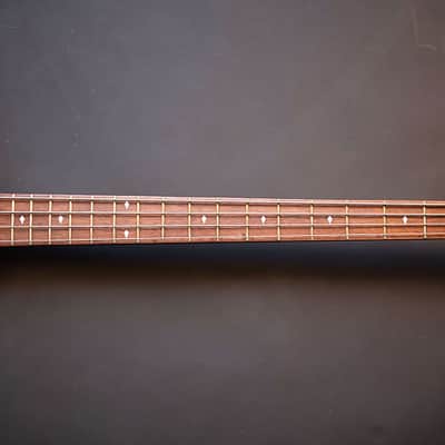 BootLegger Guitar Ace Headless Bass 4 String 7.8 Lbs With Honey Clear Stiletto Case & Gig Bag image 14