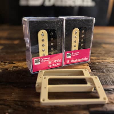 Seymour Duncan SH-1N 59 and SH-4JB Zebra Humbucker Pickup Set with FREE M-69 Butyrate Vintage Spec Rings