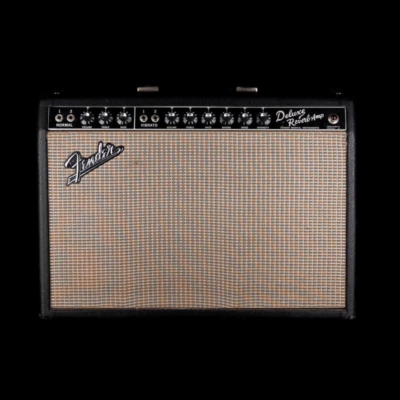 Vintage 1965 Fender Deluxe Reverb Guitar Amp With Footswtich and Cover image 1