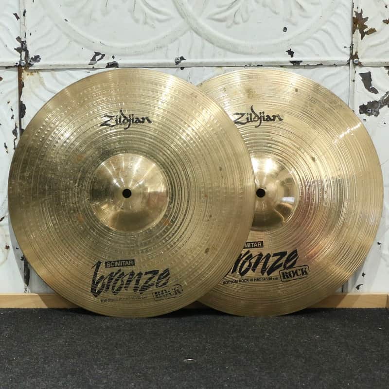 Used Zildjian Scimitar Rock Hi-Hat Cymbals 14in (1114/1140g) image 1