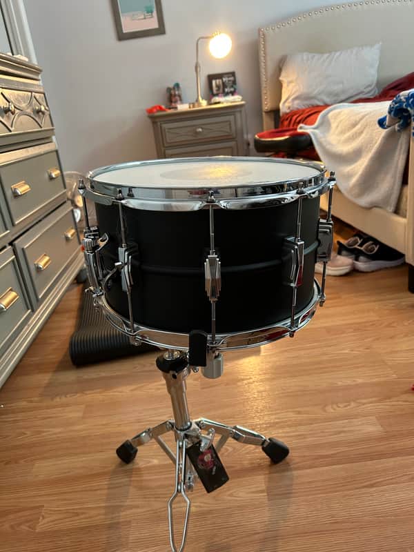 Ludwig LB408 Black Beauty 8x14 Stealth Brass Snare Drum Matte Black image 1