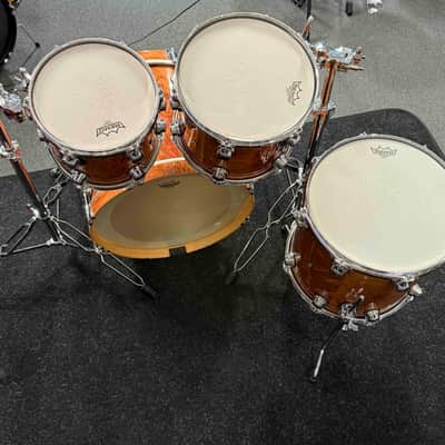 ~WOW!~ Early DW Collector's Standard Maple 4-Piece 10/12/14/20 Drum Kit Set in Natural Gloss Lacquer over Exotic Okuome Feather with Chrome Hardware image 14