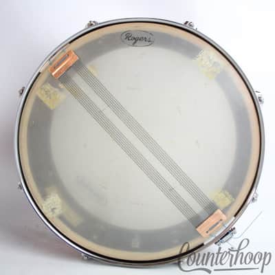 *Rogers 14x5"Red Sparkle Eagle Badge Holiday Snare Drum Vintage 50s Jasper Maple image 9